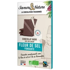 Chocolat noir 70% fleur de sel bio Saveurs et Nature - 80 g