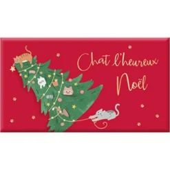 Chocolat noir bio fin d'année « Chat l'heureux Noël » Art Grafik - 40 g