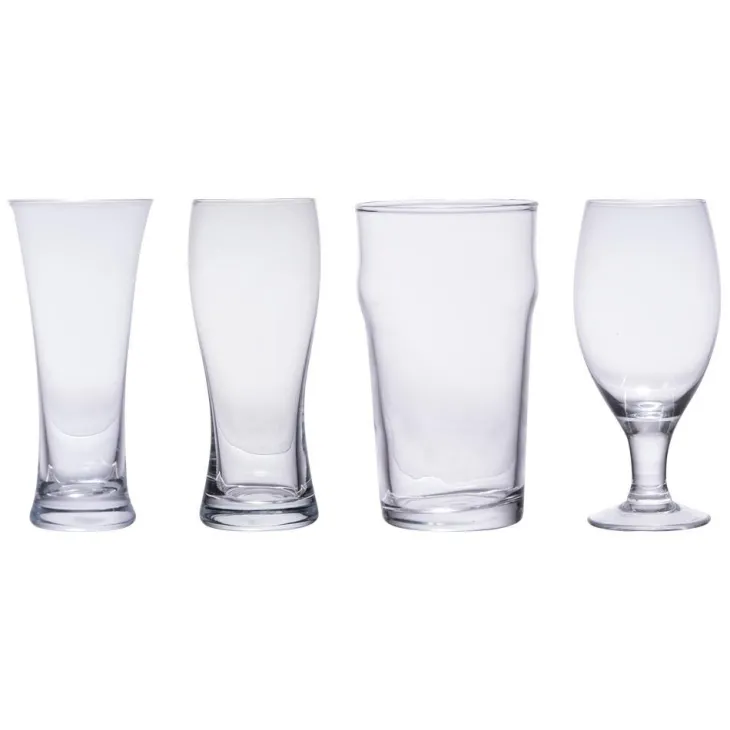 Chopes à bière en verre transparent - Coffret de 4 verres différents