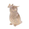 Chouette enchantée avec papillon en tissu beige doré - 16 x 20 x 10 cm