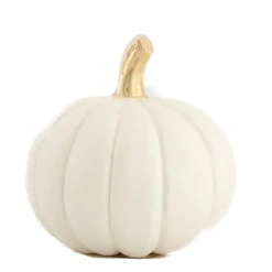 Citrouille coloris blanc en polyrésine - Ø 10 cm