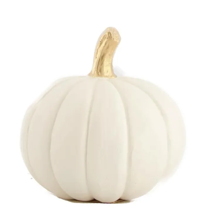 Citrouille coloris blanc en polyrésine - Ø 10 cm