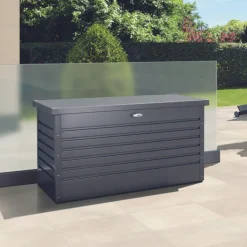 Coffre de jardin 130 en acier galvanisé coloris gris foncé métallique Biohort - 134 x 62 x 71 cm