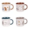 Coffret 4 mugs en porcelaine à motifs colorés Chat - 35 cl