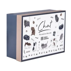 Coffret 4 mugs en porcelaine à motifs colorés Chat - 35 cl