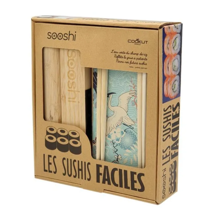 Coffret cadeau baguettes et livre sooshi bambou Cookut - 21,3 x 24,4 x 5,8 cm