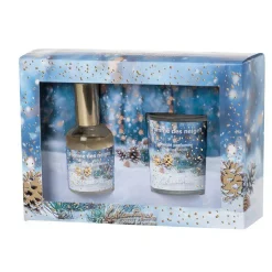 Coffret cadeau parfumé Pomme des neiges Senteur et Lumière - Bougie 75 g + vaporisateur 50 ml