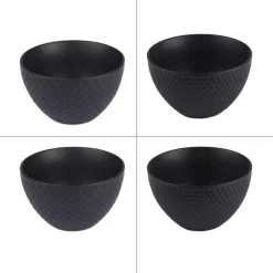 Coffret de 4 coupelles coloris noir en porcelaine - Ø 11,5 cm