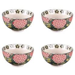 Coffret de 4 coupelles Cottage coloris vert en grès - Ø 11 cm