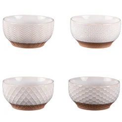 Coffret de 4 coupelles Jaspe coloris beige en grès - Ø 12 cm