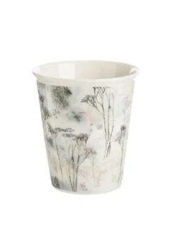 Coffret de 3 mugs en porcelaine coloris beige avec un motif branchage d'hiver – 24,50 x 9,80 x 7 cm