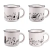 Coffret de 4 mugs Friends coloris blanc et noir en porcelaine - Ø 10 cm