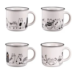 Coffret de 4 mugs Friends coloris blanc et noir en porcelaine - Ø 10 cm