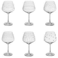 Coffret de 6 verres de dégustation coloris transparent en verre cristallin finement gravé Graphik - 58 cl