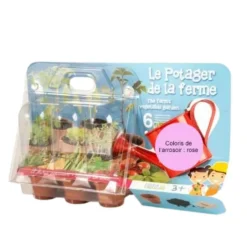 Coffret jardinage enfant "Le potager de la ferme" rose
