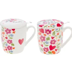 Coffret mug avec filtre en céramique multicolore Amor - 12 x 8,5 x 9,9 cm