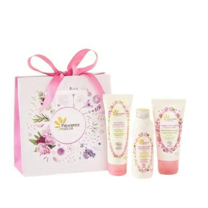Coffret trio hydratation parfum rose Cosmos Organic Fleurance nature - 150 ml