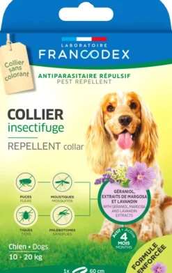 Collier insectifuge pour chien de 10 à 20 kg coloris blanc Francodex - Ø 60 cm