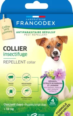 Collier insectifuge pour chiot et petit chien coloris blanc Francodex - Ø 35 cm