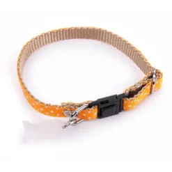 Collier pour chat orange à pois blancs