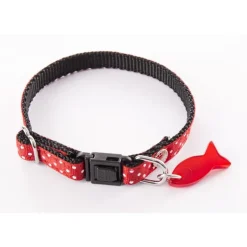 Collier pour chat rouge à pois blancs
