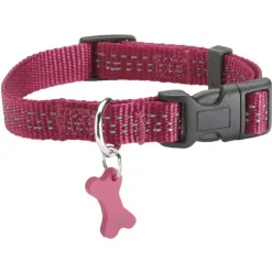 Collier pour chien coloris fuchsia en nylon tressé Bobby Safe – Taille M