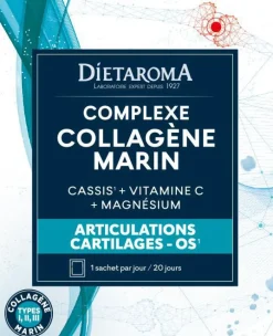 Complément alimentaire cassis, vitamine C, magnésium complexe collagène marin Dietaroma - 20 sachets