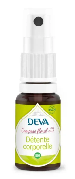 Complément alimentaire composé floral détente corporelle bio Deva - spray 15 ml