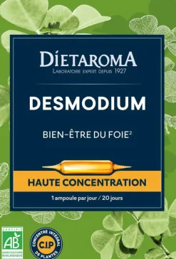 Complément alimentaire desmodium CIP bio Dietaroma bien-être du foie - 20 ampoules x 10 ml