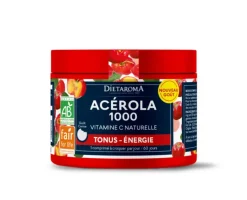 Complément alimentaire pilulier acérola 1000 vitamine c naturelle goût cerise bio équitable Dietaroma - 60 comprimés