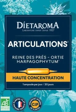 Complément alimentaire reine des prés, ortie, harpagophytum CIP bio Dietaroma articulations - 20 ampoules x 10 ml