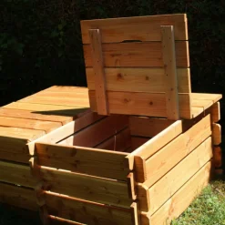 Composteur basic double en bois Mon Petit Potager 120 x 90 cm - 2 x 184 L