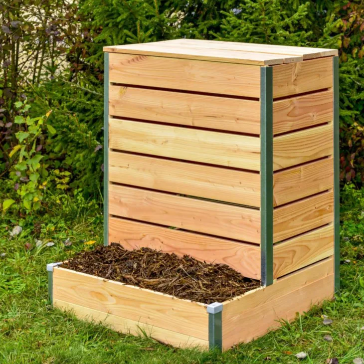 Composteur design à accès direct en bois Mon Petit Potager 80 x 75 cm - 209 L