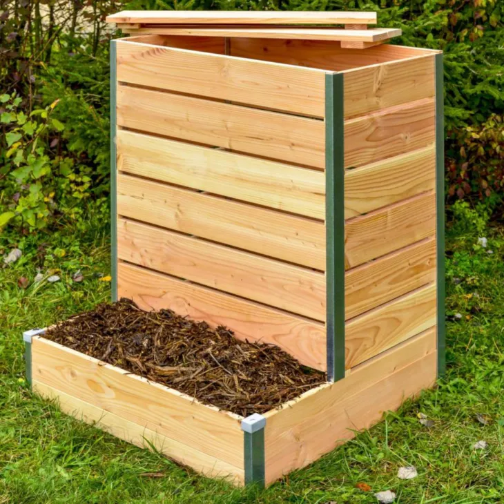 Composteur design à accès direct en bois Mon Petit Potager 80 x 75 cm - 209 L