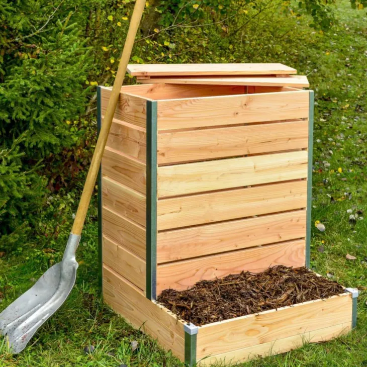 Composteur design à accès direct en bois Mon Petit Potager 80 x 75 cm - 209 L