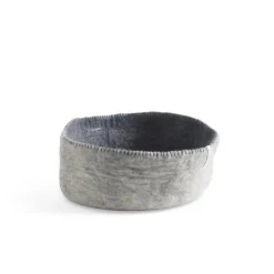 Corbeille de table coloris gris en laine de mouton fait main Aveva - Ø 28 cm