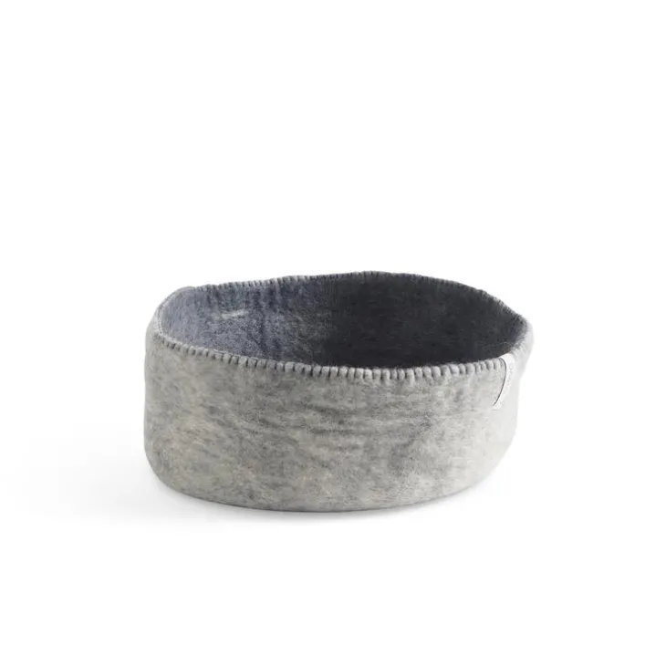 Corbeille de table coloris gris en laine de mouton fait main Aveva - Ø 28 cm