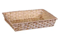 Corbeille Rihana rectangulaire en bambou naturel Cav Service - 36 x 26,5 x 7,5 cm