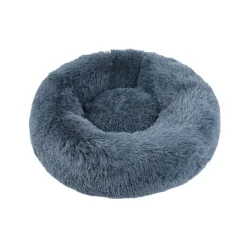 Corbeille ronde moelleuse en peluche grise Wouapy - 60 cm