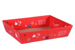 Corbeille Sofia en carton rouge Cav Service - 37 x 28 x 8 cm