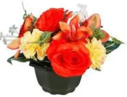 Coupe de fleurs artificielles rose orchidée zinnia