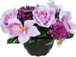 Coupe de fleurs artificielles rose orchidée zinnia