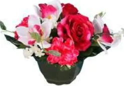 Coupe de fleurs artificielles rose orchidée zinnia