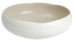 Coupe en grès blanc mat/lin Médard de Noblat collection Oslo - Ø 27 x H 9 cm