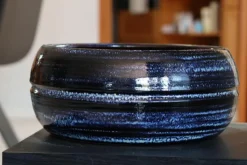 Coupe en terre cuite émaillée bleu Nuit étoilée Les Poteries d’Albi Melilo - Ø 24 x H 11 cm