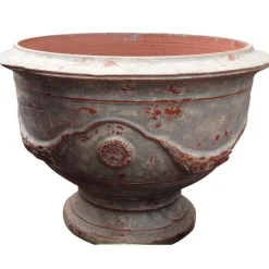 Coupe pied la Madeleine patine grise en terre cuite H 52 x Ø 72 cm