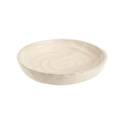 Coupelle creusée escargot en bois de manguier naturel blanchi - 12,5 x 12 x 3 cm