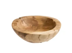 Coupelle décorative coloris beige en teck - 18 x 18 x 5 cm