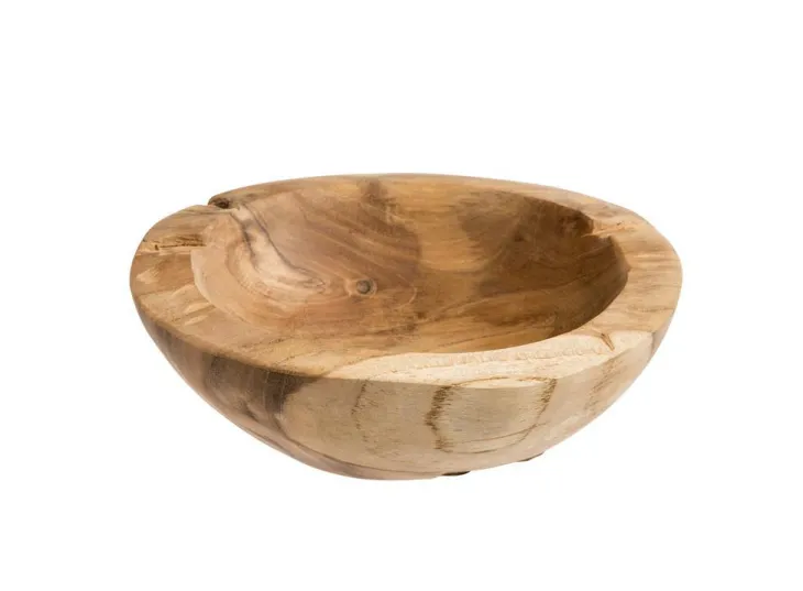 Coupelle décorative coloris beige en teck - 18 x 18 x 5 cm