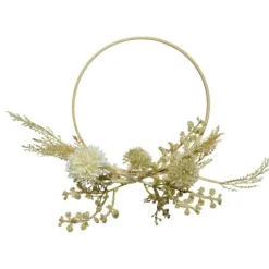 Couronne dry look coloris beige en fleurs artificielles - Ø 20 cm